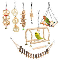 Juguetes para Pájaros de Madera 8 Piezas Juego de Periquito Masticador Juguetes Colgantes de Escalada para Pájaro Gato y Perro Tipo de Materiales Normales Hechos en China - details 1
