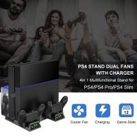 Soporte Vertical para PS4/PS4 Slim/PS4 Pro consola ventilador de refrigeración soporte refrigerador con cargador doble para mandos para PS4 Accesorios - details 0