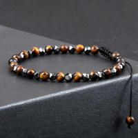 Pulseras de cuentas de hematita Irregular de 4mm para hombre, pulseras y brazaletes de cuentas de piedra de Lava de ojo de tigre Natural, Pulsera de joyería clásica para mujer - details 5