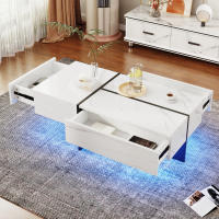 Mesa de Café de Mármol Blanco Brillo Alto Controlado por la Aplicación Muebles de Sala - details 5