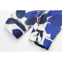 BUNO-camisa Vintage con estampado de flores para mujer, blusa holgada de seda con textura satinada y cuello abatible, con botonadura única, novedad de primavera de 2025 - details 10