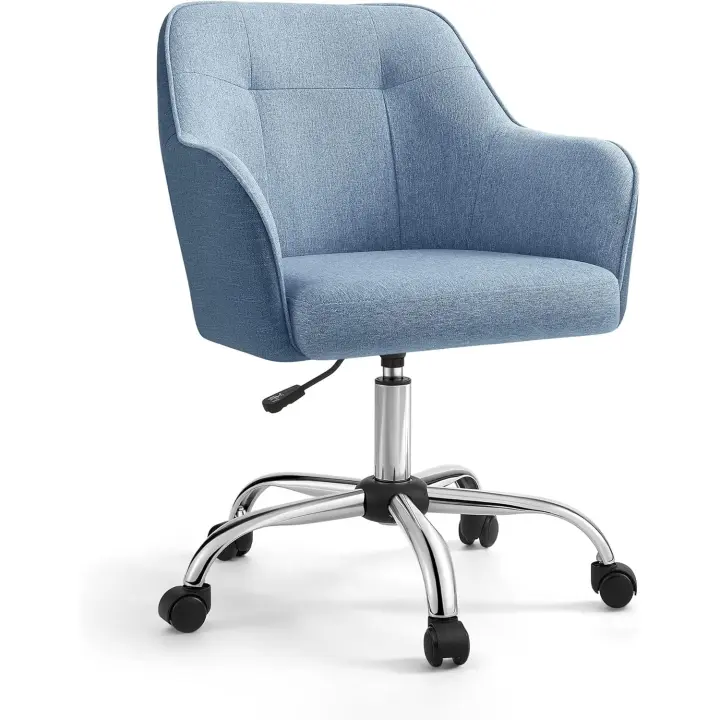 Silla de Estudio Ajustable de Altura Rotativa, Carga de 110 kg, Marco de Acero, Tela de Algodón-Lino Transpirable para Estudio, Dormitorio - 1