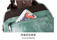 Mochila informal vintage de cuero PU para mujer, morral pequeño de viaje a la moda, color verde y negro - details 30