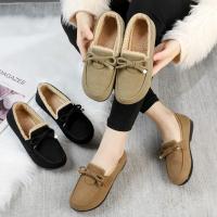 Botas de nieve cálidas para mujer, mocasines informales de felpa, antifrío, con Nudo de mariposa para exteriores, zapatos de algodón para invierno - details 4