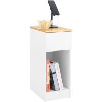Auxiliares para Salón Mesilla de Noche Estrecha para Dormitorio con 1 Cajón y 1 Compartimento Abierto Blanco y Madera 20 x 35 x 60 cm FBT111-WNx2 ES - details 10