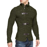 Suéter de cuello alto para hombre, chaqueta de punto de manga larga con botones, ropa de talla grande, otoño e invierno, 2024 - details 6