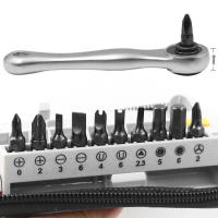 Juego de brocas de destornillador de trinquete ajustable, Mini llave portátil con 1/4 juegos de herramientas de unidad - details 3