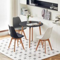 Mesa de Comedor, Estilo escandinavo Ronda Mesa y Patas de Madera de Haya, 80*72 cm, Color Blanco - details 52