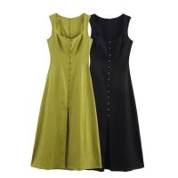 Vestido Midi de lino para mujer europea y americana - details 1