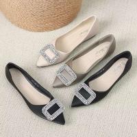 Zapatos de ballet de punta plana informales con hebilla cuadrada de cristal brillante para mujer - details 3