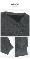 Sudadera de color sólido plisada de manga larga informal para mujer de otoño - details 7