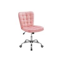 Taburete redondo giratorio de piel sintética para oficina, silla de oficina con ruedas, altura ajustable, silla de trabajo rosa. - details 10