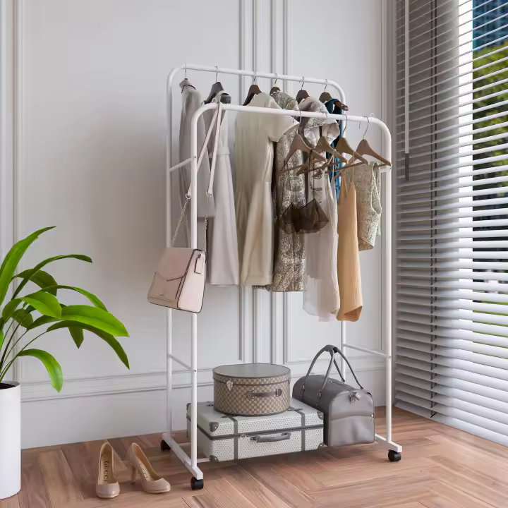 UNHO Perchero Burro Metálico con Ruedas para Colgar Ropa Multifuncional Perchero Prendas para Hogar Tienda de Ropa - 1