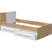 Cama Individual con 2 Cajones Diseño Noa Acabado en Blanco Artik y Roble Nodi - details 1