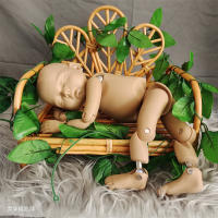 Cama de madera para bebé con accesorios de fotografía para niños pequeños caja de lona vintage para recién nacidos dangerosa normal recomendada para 0-2 años hecha en China - details 0