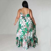 Vestidos de talla grande 5XL 4XL para mujer, batas con volantes en cascada, vestido holgado informal de estilo callejero con estampado de verano y otoño, vestido Maxi de talla grande - details 19
