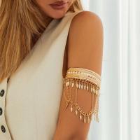 Pulsera de Metal Dorado con Moneda de Hoja Tassel de Brazo Alto para Hombres y Mujeres - details 10