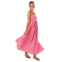 Vestido largo a rayas para mujer, ribete sin mangas con tirantes, cuello delgado, playa y fiesta, 2024 - details 33