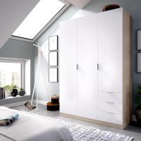 ropero de 3 Puertas y 3 cajones, Gran Capacidad, Natural/Blanco, 121x184x52 cm - details 4