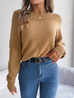 Jersey holgado informal de manga larga para mujer, Jersey de punto liso con cuello redondo, color blanco, para oficina, otoño e invierno, 2023 - details 10