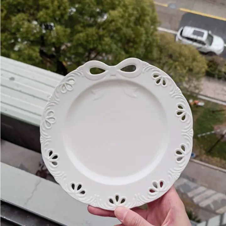 Arco alivio bajo vidriado plato de cerámica celebridad de Internet ins cafetería plato de alto valor plato de postre plato de comida occidental - 1
