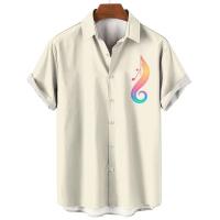 Moda Verano 2023 Camisa de Cuello Redondo con Estampado de Simbolo de Música - details 12
