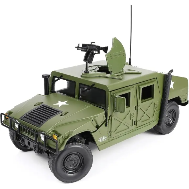 Modelo de coche Hummer H1, camión militar, vehículo todoterreno, Kit de modelo de Metal fundido a presión, coche blindado militar, camión multifuncional, modelo de coche blindado para adultos, colección o regalo, 1/18 - 1