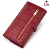 Tarjetero y Monedero de Cuero Genuino de Plena Flor Cartera de Mujer Artesanal - Bolsillo de Bloqueo RFID. - details 1