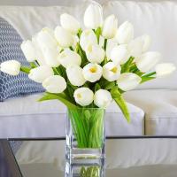Flores artificiales de tulipanes para jardín, ramo de flores falsas para decoración de boda, fiesta, hogar, 10 piezas - details 0