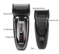 KEMEI-Afeitadora eléctrica recargable de 2 cabezales, máquina de afeitar electrónica recíproca, cortadora de pelo rotativa, afeitadora para el cuidado facial, KM-8013 - details 2