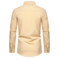 Camisa de manga larga con botones para hombre, camisa informal de negocios, Color sólido, cómoda, Social, Oficina, blusa blanca y negra, moda de otoño - details 55