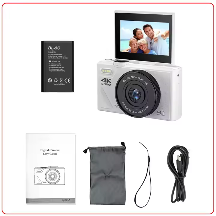 Cámara Digital 4K 64mp Pantalla IPS de 3 Pulgadas Zoom de Video Enchufe en Red YouTube - 1