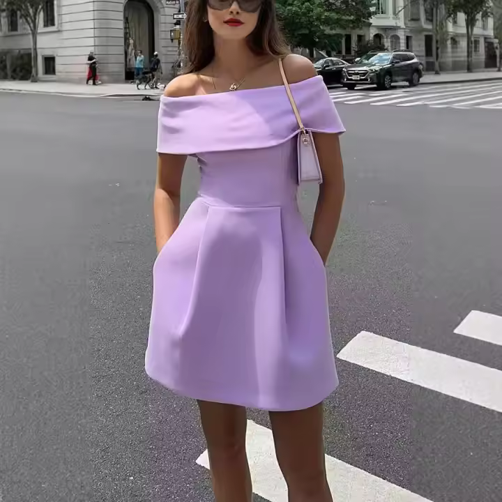 Vestido de fiesta informal de moda para mujer, con cinturón, estilo europeo y americano, de una sola pieza, para primavera y verano. - 1