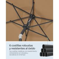 Sombrilla de Jardín 300 cm, UPF 50+, Parasol, 30 ° de Inclinación en dos Direcciones, con , para Patio, Terraza, , Piscina, sin Base, Beige GPU30BE - details 46