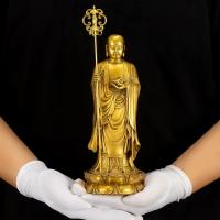 Adorno de latón pequeño que presenta bronce haciendo grandes deseos estatua de Buda de pie Ksitigarbha Bodhisattva de gran tamaño - details 5