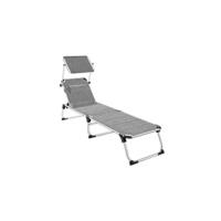 Tumbona Jardín Exterior de Aluminio, Tumbona Plegable con Reposacabezas, Parasol y Bolsillo Lateral, Tumbona Playa Reclinable en 6 Posiciones, Tumbona Piscina Resistente a Intemperie - Gris - details 4