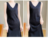 Vestido de Sedan de Seda de Lujo Ligero Francés Acetato de Satén Adelgazante sin Mangas para Mujeres en Verano - details 12