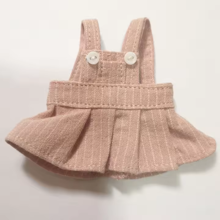 Vestido con tirantes, accesorios de ropa para muñecas, traje para muñecas, vestido vaquero, Mini ropa de oso, vestido DIY para muñecas de peluche de 12cm - 1