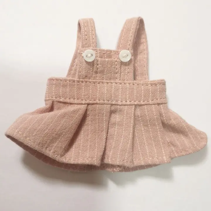 Vestido con tirantes, accesorios de ropa para muñecas, traje para muñecas, vestido vaquero, Mini ropa de oso, vestido DIY para muñecas de peluche de 12cm - 1