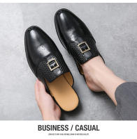 La mitad de los zapatos de los hombres de la moda Brock bolsa zapatillas de cabeza versión coreana sin tacón zapatos pequeños de cuero - details 12