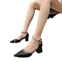 Tacones altos puntiagudos con suela gruesa, adecuados para fiestas formales, modernos y versátiles, con diseño ahuecado para mujer. - details 4
