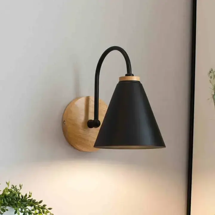 Aplique de pared nórdico, accesorio de iluminación para dormitorio, mesita de noche, sala de estar, lámpara de luminaria, decoración de madera retro para interiores - 1