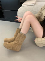 Botas de pila de fondo plano vintage Botas occidentales ajustadas Manga de cabeza redonda - details 9