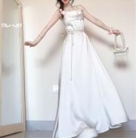 Elegante Vestido de Princesa de Sátén Ligero de Boda Moda de Mujer para Primavera-Verano - details 4