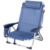 Silla de Playa Plegable y Reclinable en Azul Marino 5 Posiciones, Tamaño 51 x 45 x 76 cm, Peso Máximo 110 Kg, Material Aluminio, Antivuelco - details 0