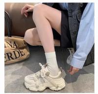2025 primavera y otoño nueva malla de fondo grueso esponja pastel versátil Popular corto altura creciente Casual zapatos de mujer - details 16