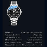 Reloj de Pulsera Luminoso Impermeable POEDAGAR Diseño de Calendario de Cuarzo con Correa de Acero Inoxidable Regalo Perfecto para Hombres, Papá, Amor Joyería de Gafas de Sol - details 7