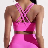 Sujetador deportivo Fiess con espalda cruzada para mujer, Top ajustado de alta resistencia, ropa interior de entrenamiento integral para gimnasio y Yoga con almohadilla para el pecho, Color sólido - details 1