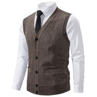 Chaqueta de Punto Adelgazante con Cuello en V Ropa de Invierno Cálida para Hombres - details 2