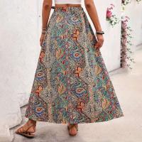 Falda larga étnica personalizada con estampado de abertura A-e para primavera y verano, falda larga estilo bohemio de vacaciones a la moda para mujer - details 8